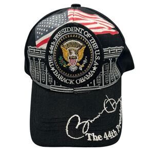 Barack Obama 44th President Embroidered Baseball Cap Hat Presidential Seal Black